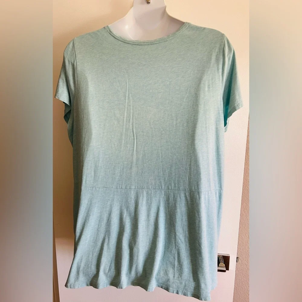 J Jill Elliptical Tee 2X Cotton Blue Green. - Picture 3 of 4